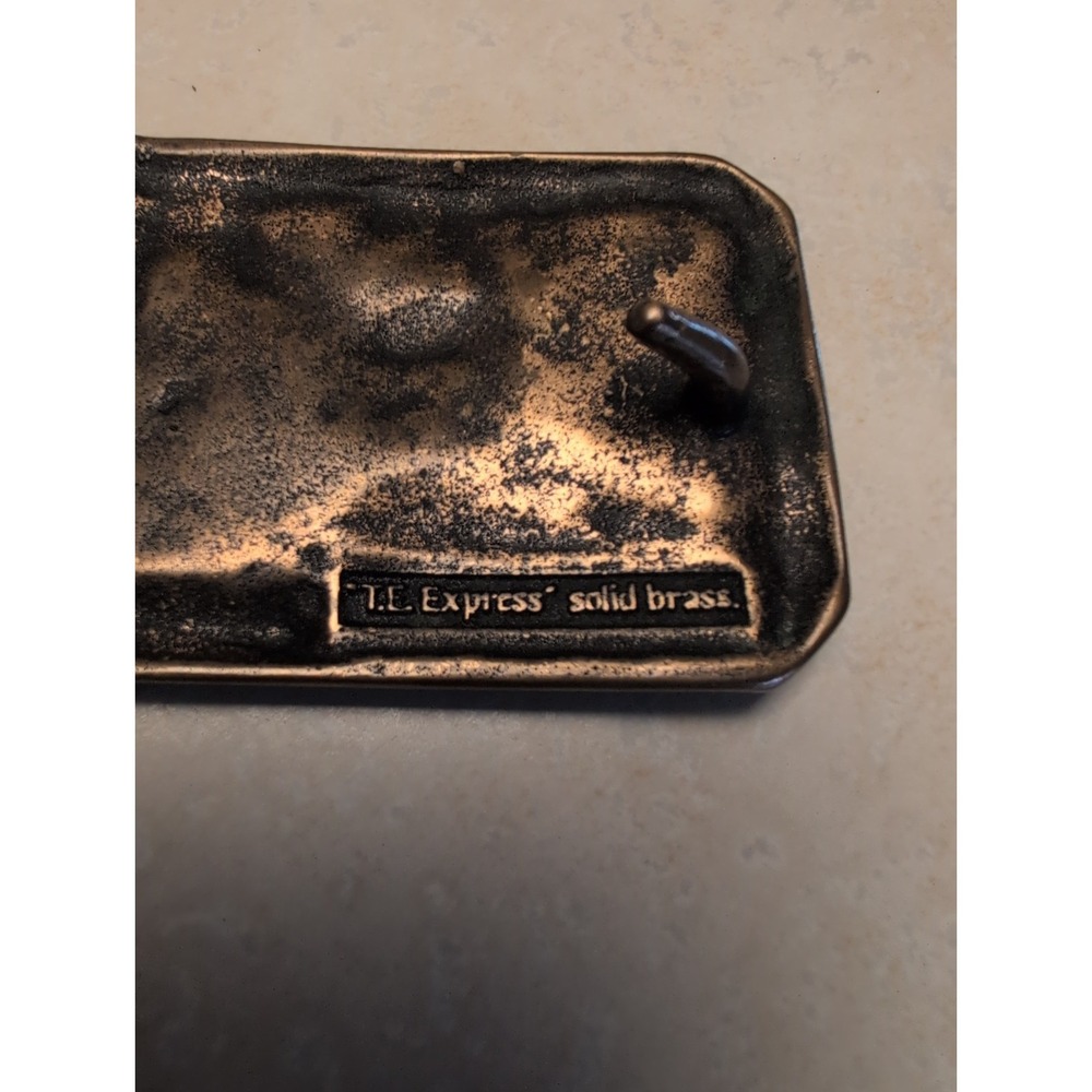 Tech Ether Guild Train Belt Buckle Railroad Mountain Solid Brass 1975 TE Express - Picture 4 of 5